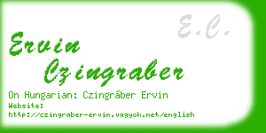 ervin czingraber business card